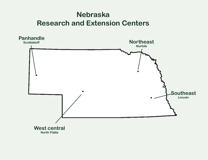 State of Nebraska with extension locations