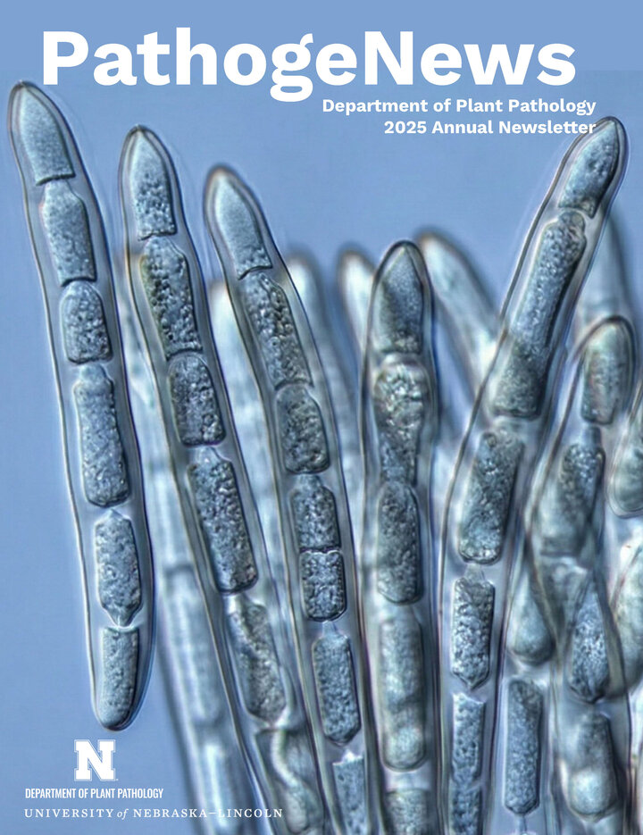 Transparent fungal spores under a microscope with "PathogeNews" text at the top.
